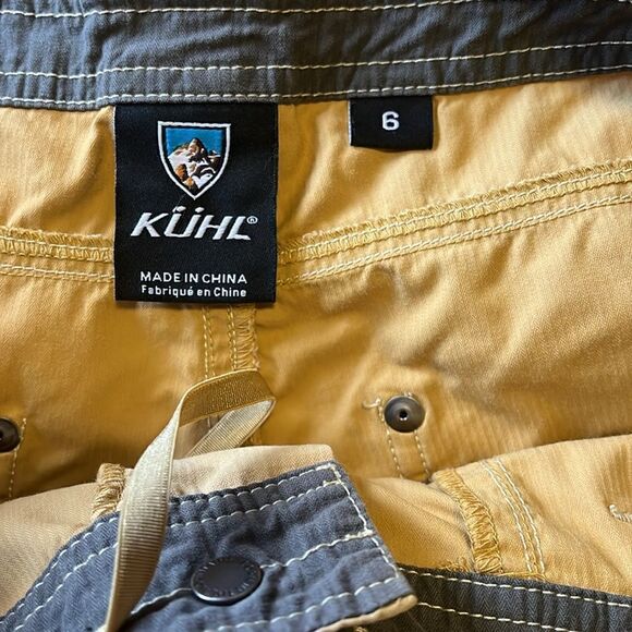 EUC KUHL KENDRA KAPRI PANTS SIZE 6 CAMEL GOLD COLOR EMBROIDERED FLOWER POCKET - Picture 9 of 9